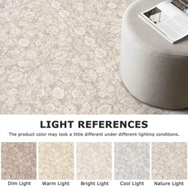 SIILOOM 2.6x10 Washable Runner Rug for Kitchen, Cream Beige White Grey Soft Classic Runner with Non-Slip, Non-Shedding Distressed Floral Rug for Hallways Entryway Bedroom Laundry Indoor