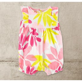 Carter's 3/6 MONTHS Carter's Infant Girl's Blue Flower Tank Top One Piece Romper