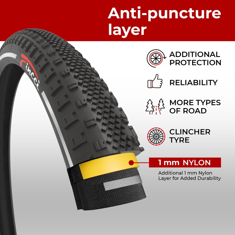 Fincci Pair Reflective 700 x 38c 40-622 Gravel Tyres with