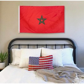 DANF Morocco Flag 3x5 Ft Thick Polyester, Fade Resistant, Brass Grommets, Canvas Header Moroccan National Flags with 3 X 5 Feet