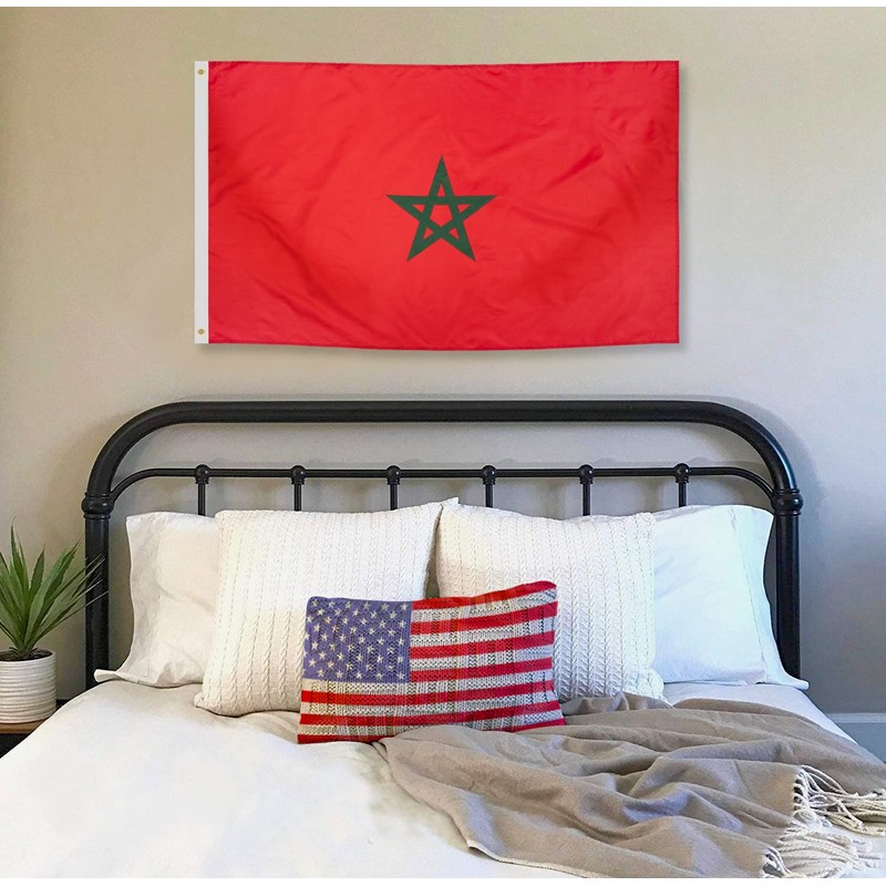 DANF Morocco Flag 3x5 Ft Thick Polyester, Fade Resistant, Brass
