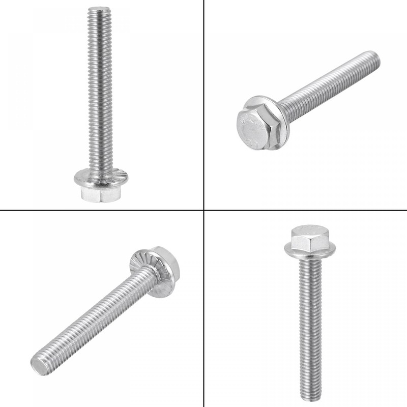 sourcing map M8x60mm Hex Serrated Flange Bolts Screws Metric Thread