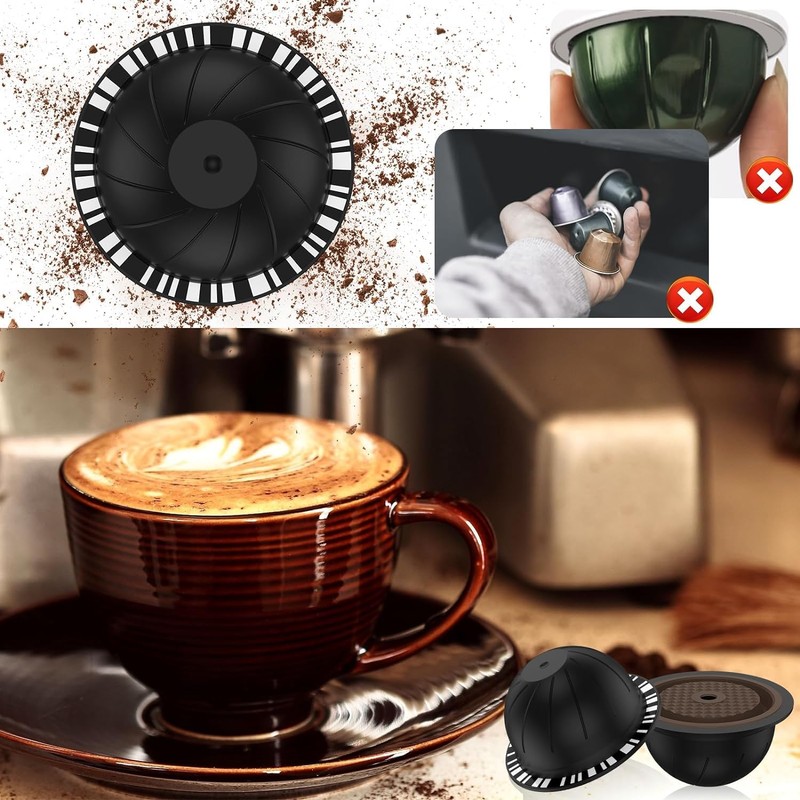 5PCS Reusable Coffee Vertuo Pods, Refillable Coffee Capsule,Compatible with Nespresso