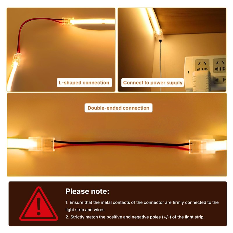 SDLDEER 2 Pin 8mm Led Strip Light Connectors, 15Pcs Led