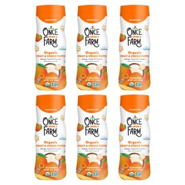 Once Upon a Farm Organic Baby Fruit & Veggie Puffs, Mango, Carrot & Coconut | 6 count