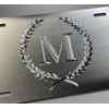 Silver Monogram Crest Car Tag Diamond Etched Engraved .040 Aluminum