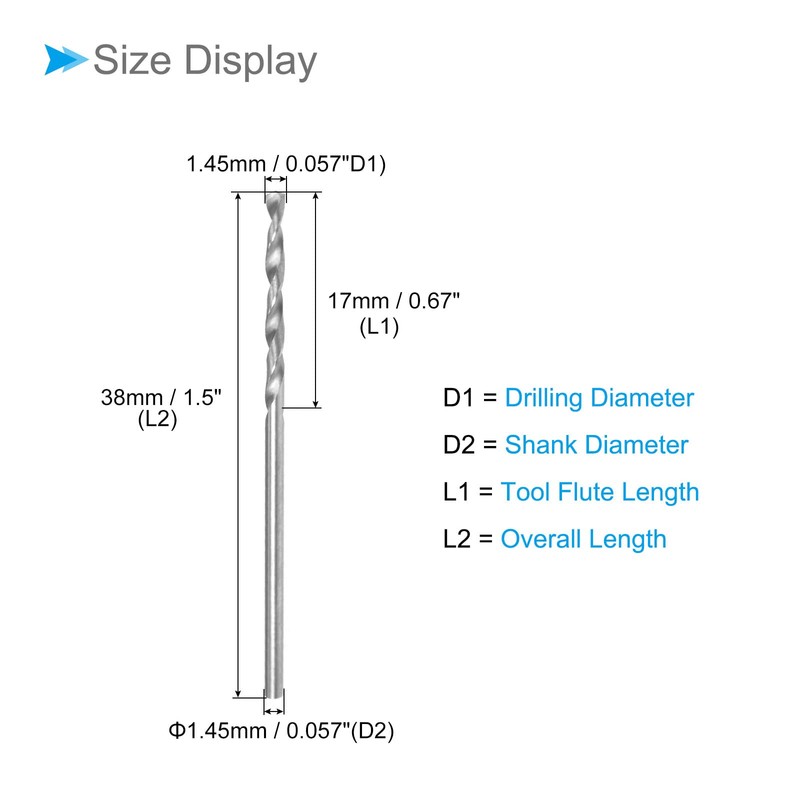 CoCud Carbide Solid Drill Bit 1.45mm Diameter K35 Tungsten Carbide