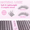 SLSXNL Natural Lash Clusters Wispy Clear Band 10-12MM C Curl