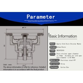 Talea Kitchen Sink Flange 114mm 1-1/2" Strainer Drain with Plug