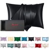Roseward 100% Mulberry Silk Queen Size Pillowcase, Black, 22 Momme,