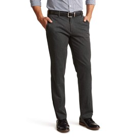 Dockers Men's Straight Fit Signature Lux Cotton Stretch Khaki Pant, Charcoal Heather, 34W x 32L