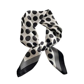 ANDANTINO 100% Pure Mulberry Silk Square Scarf for Hair-27'' Women Men Natural Silk Neckerchief Digital Printed Headscarf, Big Polka Dots, Medium
