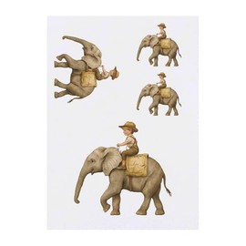 4 x 'Boy Riding an Elephant' Temporary Tattoos - Water Resistant, Skin-Safe, Non-Toxic Transfers, Mixed Sizes (TO00076734)