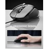 TECKNET Ergonomic 3600 DPI USB Wired Mouse - Color: Grey