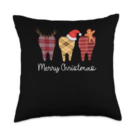 Christmas Gifts For Women Men Kids Dentist Pajama Merry Christmas Pajama Dentist Dental Hygienist Assistant Throw Pillow, 18x18, Multicolor