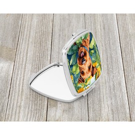 Caroline's Treasures Irish Terrier in Sunflowers Compact Mirror Decorative Travel Makeup Mirror for Women Girls Gifts Pocket Makeup Mirror Folding Handheld