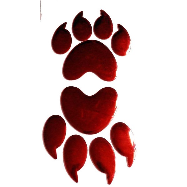 SKS Distribution® Pair of RED BEAR PAW PRINT Car Emblem