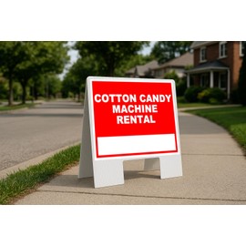 Cotton Candy Machine Rental Write On Me Red Folding Coroplast A-Frame with Double-Sided 23in x23in