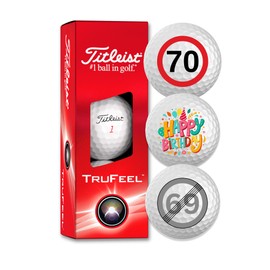Titleist Trufeel Geburtstag Golfbälle 3er Pack Motiv Happy Birthday Golf Geschenke für Golfer Geschenkidee (70. Happy Birthday)