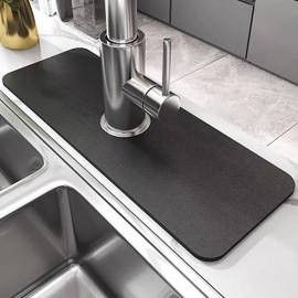 SUTLER Splash and Splatter Mat for Kitchen Faucet – Super Absorbent Fast Drying Diatom Mat to Catch Water Splashes, Splatters, And Drips Around Your Kitchen Faucet. Cut-To-Size For Bathroom Sinks.