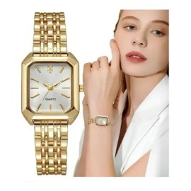 Reloj De Mujer Original Impermeable Moda Dorado