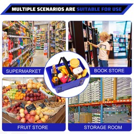 Set of 20 Shopping Basket with Handles 18 L Plastic Grocery Basket 16.9 x 11.8 x 9.1 Inch Portable Store Basket Bulk Hand Shopping Basket for Retail Store Supermarket Grocery Supplies, Blue