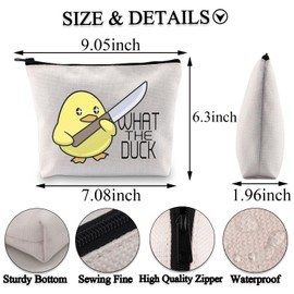 PLITI Duck Makeup Bag Duck Lover Gift What The Duck Funny Ducky Saying Cosmetic Bag Duck Pun Present (What The Duck bagU)