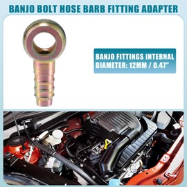 A ABSOPRO Universal Banjo Bolt 12mm OD Banjo Bolt Hose Barb Fitting Adapter Replacement for Motorcycle Car Metal Bronze Tone (Set of 2)