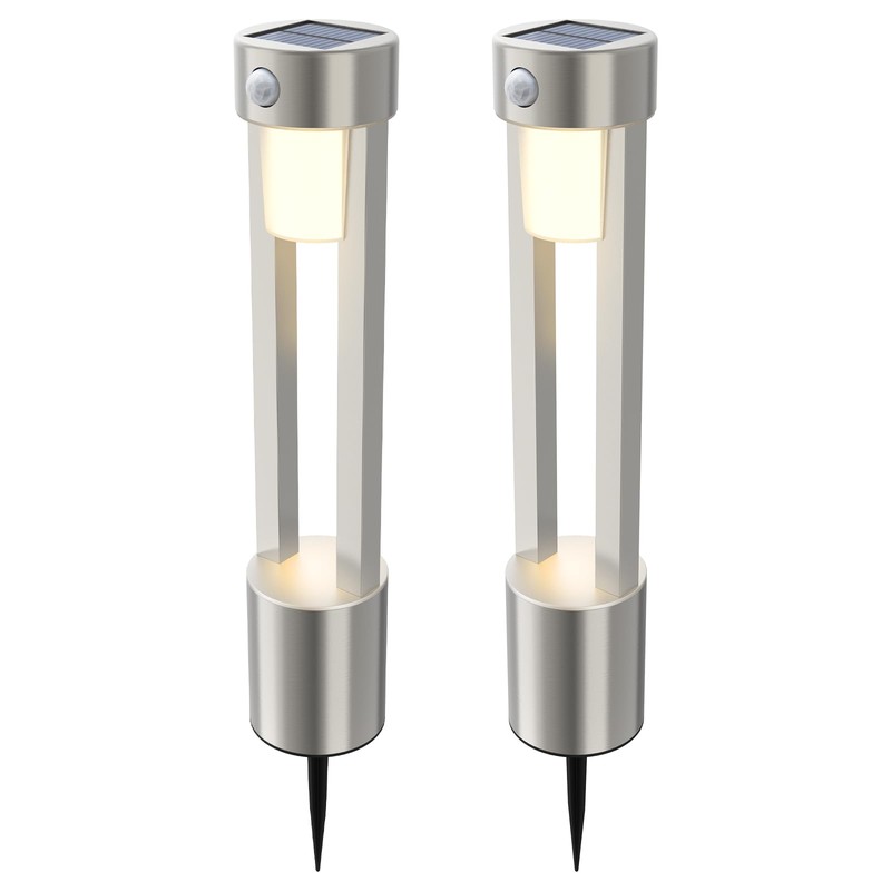 Solar Bollard Lights Outdoor Stainless Steel Pathlight Security Light Motion-Sensor