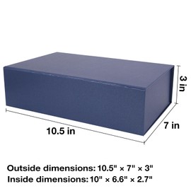 Aimyoo Navy Blue Collapsible Gift Box with Magnetic Closure Lids 10.5x7x3 in, Bridesmaid Groomsmen Proposal Box, Medium Rectangle Box for Present Graduation Storage 3 Pack