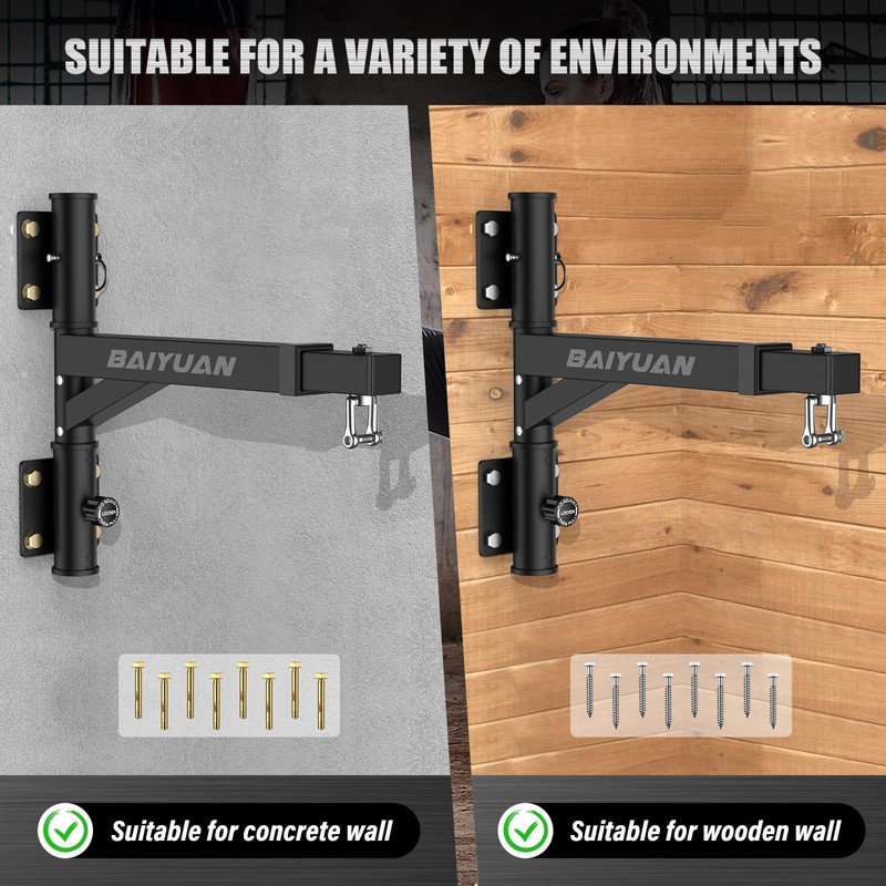BaiYuan Heavy Bag Hanger - Adjustable Wall Mount Punching Bag