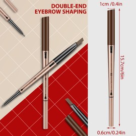 Double Ended Eyebrow Pencil, Dual Head Eyebrow Pencil for Eye Makeup, Long-lasting Waterproof Eyebrow Pencil, Smudgeproof Brow Pen, Creates Natural Looking (Light Coffee)