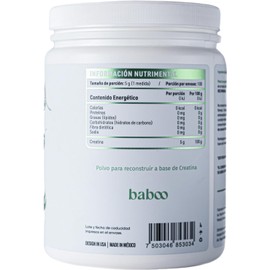Baboo CREATINA Monohidratada PREMIUM 5g 100 Servicios 500g, Sin Sabor, Pre Workout, Alto Rendimiento, Alta Pureza, Pre Entreno