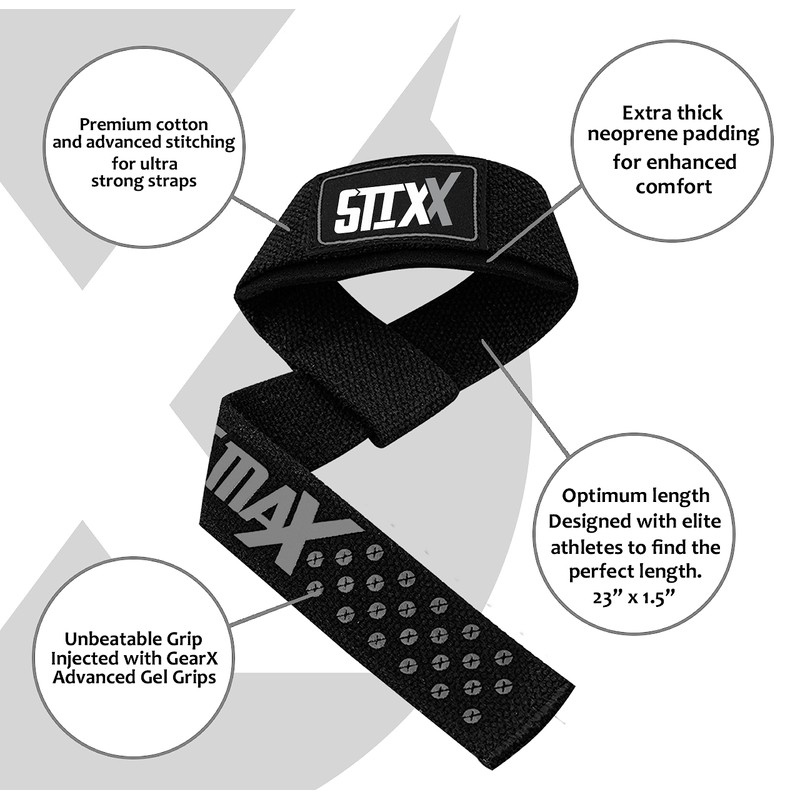 STIXX Wrist Straps Weightlifting Gym - Deadlift Weight Lifting Straps