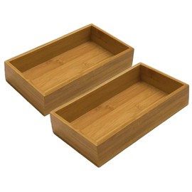 Kitchen Noble Bamboo Guest Towel Holder (2 Pack, 9, 75”x 5, 25”x 2”) – Wooden Rectangle Napkin Tray Multipurpose Organizer Drop Box Ideal for Room, Dining Table, Kitchen Counter Drawers, Natural