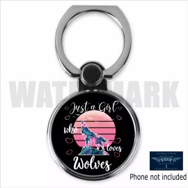 Unbranded JUST A GIRL WHO LOVES WOLVES WOLF ART CUSTOM METAL PHONE RING HOLDER GRIP STAND
