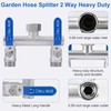 2 Way Garden Hose Splitter, 304 Stainless Steel T Valve,