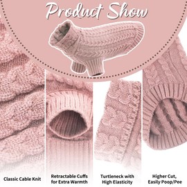 EMUST Large Dog Sweater with Sleeves, Soft Dog Turtleneck for Fall & Winter, Pink XL