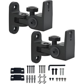 Speaker Wall Mount, All Aluminum Speaker Mount Wall Bracket for Small Speakers,Swivel & Tilt,Hold up to 30lbs,HD-318(2Packs Black)