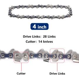 KtbeYTi 3 Piece Mini Chainsaw 4 Inch 28TG Chain Replacement Saw Chain Small Chain Saw Chain for Cutters of Branches in The Garden