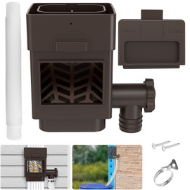 WADEO Rainwater Collection System, Downspout Diverter Fits for 2"x 3" or 3"x 4" Residential Downspouts, Rain Barrel Diverter Kit with Adjustable Valve and Filter, 5FT Hose, Brown