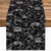 Horror Skull Table Runner Gothic Skeleton Black Halloween Dinner Runner