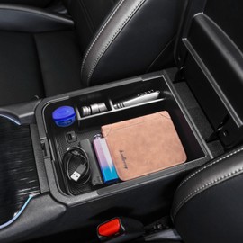 TACORBO Center Console Organizer Compatible with Nissan Sentra 2020 2021 2022 2023 2024 Accessories Secondary Armrest Storage Box, Black Trim