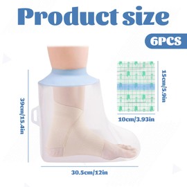Eophmi Waterproof Foot Cover for Shower Waterproof Protector with Four Waterproof Stickers Reusable Cast, Dressing and Bandage Protecto Watertight Protection for Foot