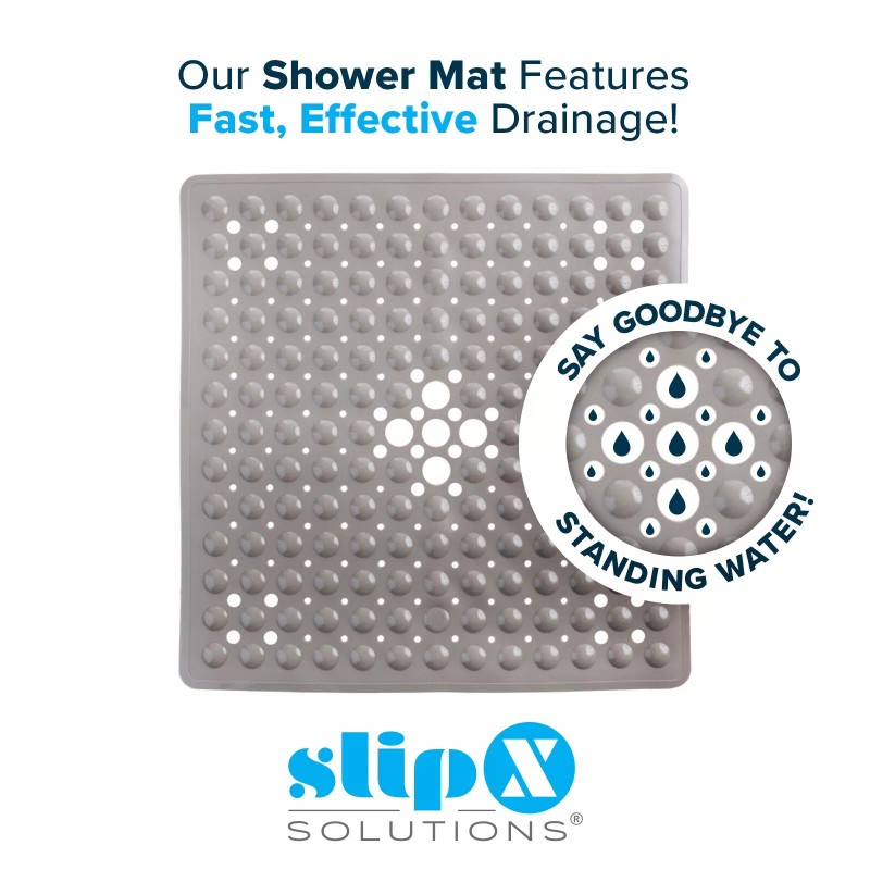 SlipX Solutions Tan Non-Slip Shower Mat with Drain Holes: SlipX
