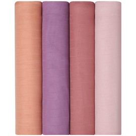 Momcozy Muslin Swaddle Blankets, 47’‘ x 47’‘, Light Pink