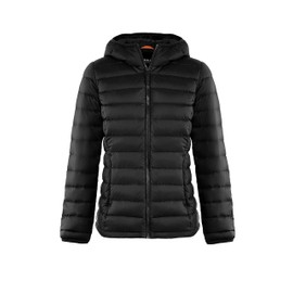 Orolay Women's Packable Down Jacket Hooded Ultra Light Weight Short Puffer Coat with Pockets Black L