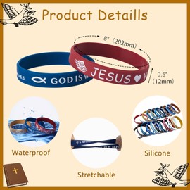 Moickoko 60 Pieces Bible Verse Bracelets for Women Men Inspirational Christian Silicone Bracelet Bulk Silicone Bible Verses Wristbands Religious Gifts