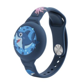 NATOSU Kinder wasserdicht für Airtag-Armband, verstellbar, verstecktes süßes Hai-Cartoon-Design für Air-Tag-Halter, Silikon-Anti-Verlust-GPS-Tracker-Armband-Hülle für Kleinkinder