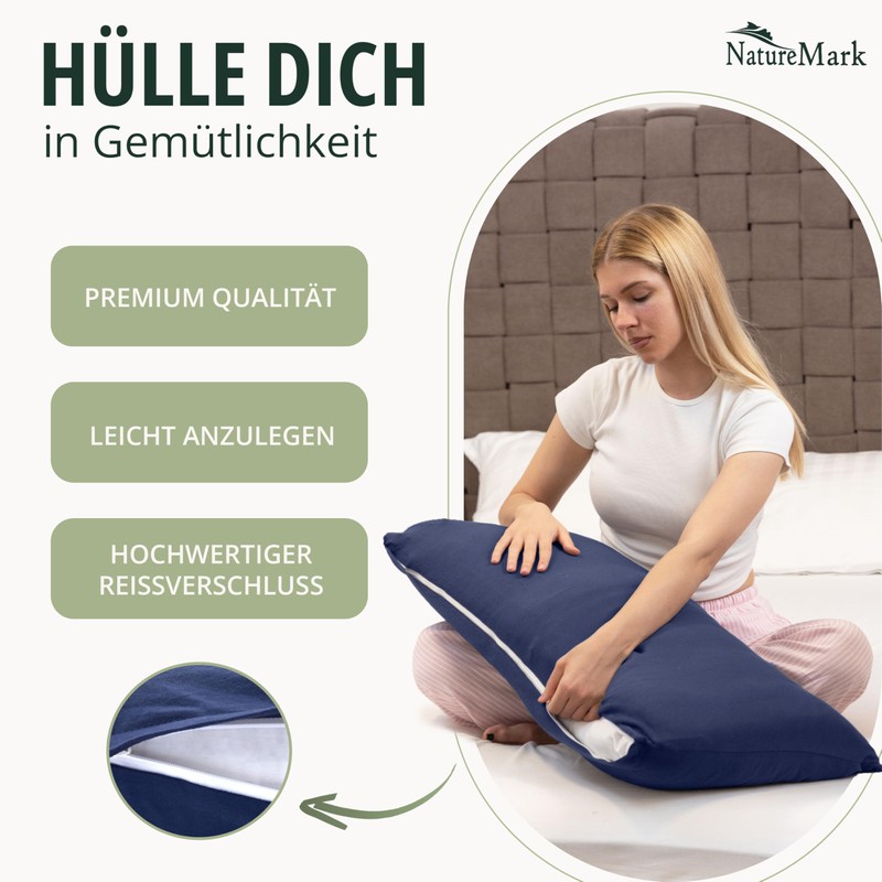 NatureMark Pack of 2 Jersey Cushion Covers, Side Sleeper Pillows,